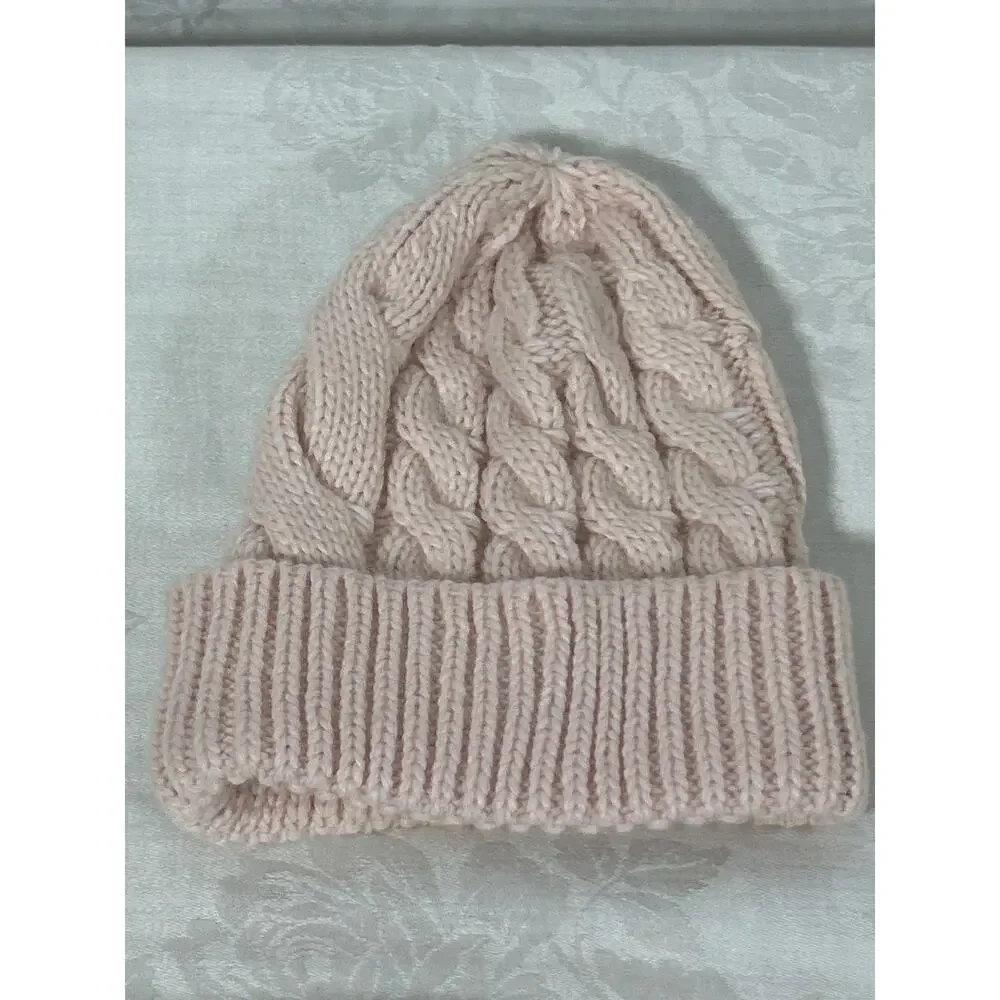 Michael Kors Beanie Pink Cable Knit Hat Blush Powder Petal